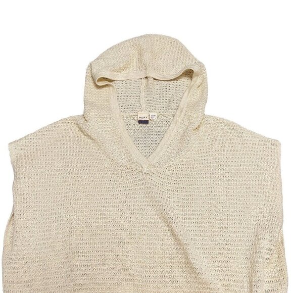 Roxy Electric Heart Crochet Cover Up Cream Swim Surf Top Hippie Beach Hoddie S - Picture 4 of 10